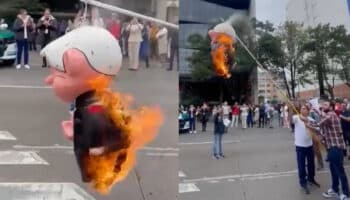 Trabajadores del Poder Judicial queman piñata de AMLO por desaparición de fideicomisos; SCJN y CJF se deslindan