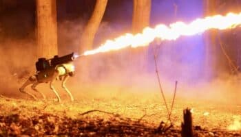 A la venta y sin regulación en Estados Unidos el primer 'perro robot lanzallamas'  | Video