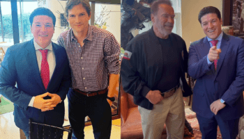 Samuel García presume encuentro con Arnold Schwarzenegger y Ashton Kutcher