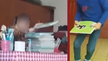 Separan a maestra que aventó cuadernos al piso tras calificarlos