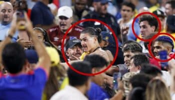 Futbolistas de Uruguay saltan a las gradas a pelear con aficionados colombianos | Videos