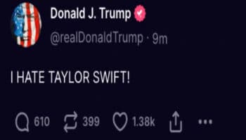 'Odio a Taylor Swift', publica Donald Trump en Truth Social