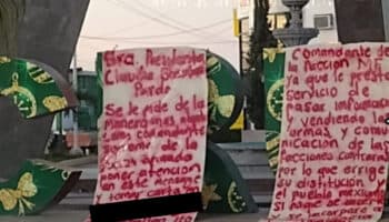 Sinaloa | Dejan mantas denunciando a Sheinbaum supuesta corrupción militar