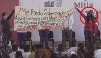Video | María Elena Ríos protesta en evento de Sheinbaum y acusa a gobernador Jara de liberar a su agresor