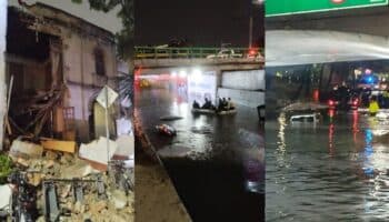 Lluvia colapsa CDMX; inundaciones dejan autos bajo el agua y edificio desplomado en la Roma | Videos