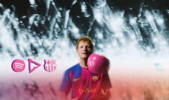 Ed Sheeran y el logo de su nuevo álbum 'Play' en la camiseta del Barça para el próximo clásico