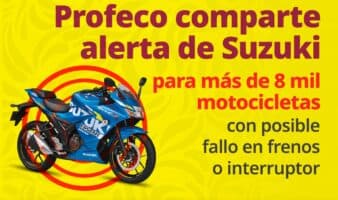 Alerta Profeco por fallas en más de 8 mil motocicletas Suzuki